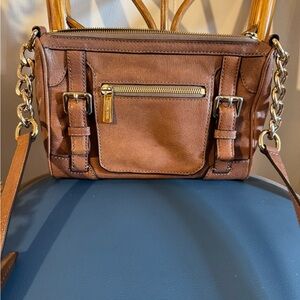 Brown Leather Chain Strap Bag